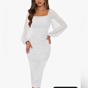 Chic Long Sleeve White Dress